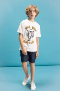 DeFacto Boy's Crew Neck Color Changing Printed Short Sleeve T-Shirt - Image 2