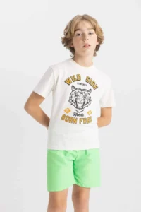 DeFacto Boy's Crew Neck Color Changing Printed Short Sleeve T-Shirt - Image 4