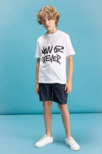 DeFacto Crew Neck Color Changing Printed Short Sleeve T-Shirt Boys - Image 2