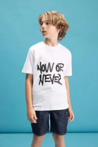 DeFacto Crew Neck Color Changing Printed Short Sleeve T-Shirt Boys - Image 3