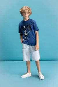 DeFacto Boy's Crew Neck Color Changing Printed Short Sleeve T-Shirt - Image 2