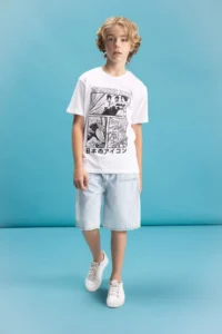 DeFacto Crew Neck Color Changing Printed Short Sleeve T-Shirt Boys - Image 2