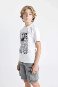 DeFacto Crew Neck Color Changing Printed Short Sleeve T-Shirt Boys - Image 4