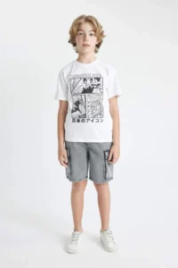 DeFacto Crew Neck Color Changing Printed Short Sleeve T-Shirt Boys - Image 5