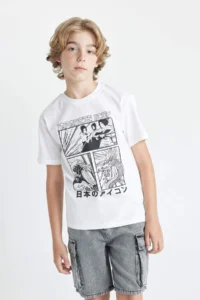 DeFacto Crew Neck Color Changing Printed Short Sleeve T-Shirt Boys - Image 7