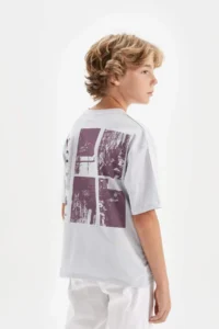 DeFacto Boy's Oversize Wide Fit Crew Neck Printed Short Sleeve T-Shirt