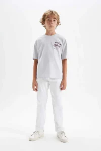 DeFacto Boy's Oversize Wide Fit Crew Neck Printed Short Sleeve T-Shirt - Image 2