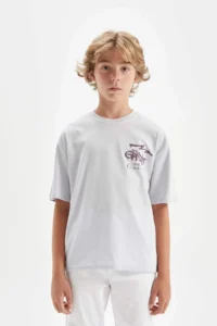 DeFacto Boy's Oversize Wide Fit Crew Neck Printed Short Sleeve T-Shirt - Image 3
