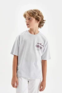 DeFacto Boy's Oversize Wide Fit Crew Neck Printed Short Sleeve T-Shirt - Image 5