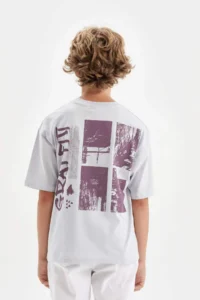 DeFacto Boy's Oversize Wide Fit Crew Neck Printed Short Sleeve T-Shirt - Image 7