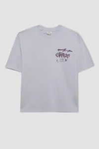 DeFacto Boy's Oversize Wide Fit Crew Neck Printed Short Sleeve T-Shirt - Image 8