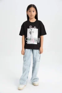DeFacto Barbie Relax Fit Crew Neck Short Sleeve T-Shirt Girls - Image 2