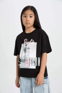 DeFacto Barbie Relax Fit Crew Neck Short Sleeve T-Shirt Girls - Image 3