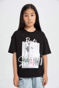DeFacto Barbie Relax Fit Crew Neck Short Sleeve T-Shirt Girls - Image 4