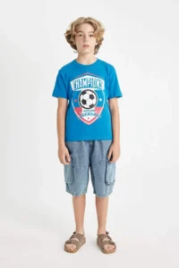 DeFacto Crew Neck Printed Short Sleeve T-Shirt Boy - Image 2