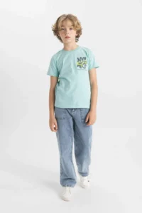 DeFacto Boy's Crew Neck Printed Short Sleeve T-Shirt - Image 2