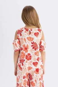 DeFacto Crew Neck Wrapped Short Sleeve T-Shirt Girls - Image 6