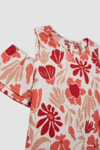 DeFacto Crew Neck Wrapped Short Sleeve T-Shirt Girls - Image 8