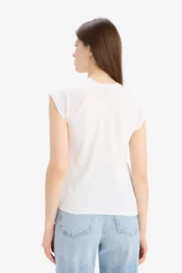 DeFacto Slim Fit Narrow Cut Crew Neck Basic Plain Rib Short Sleeve T-Shirt - Image 6