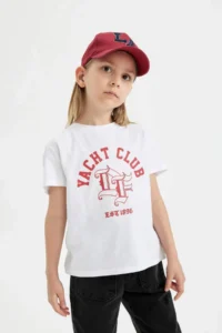 DeFacto Girl's Crew Neck Printed Short Sleeve T-Shirt