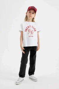 DeFacto Girl's Crew Neck Printed Short Sleeve T-Shirt - Image 2