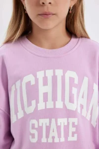 DeFacto Girl's Relax Fit Crew Neck Printed School Sweatshirt - Image 5