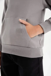 DeFacto Boy's Pocketed Hooded School Sweatshirt - Image 5