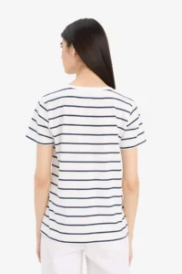 DeFacto Relax Fit V-Neck Striped Short Sleeve T-Shirt - Image 6