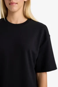 DeFacto Relax Fit Crew Neck Basic Plain Short Sleeve Black T-Shirt - Image 5