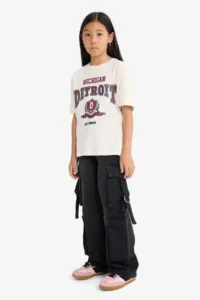 DeFacto Oversize Wide Fit Crew Neck Printed Short Sleeve T-Shirt Girls - Image 2