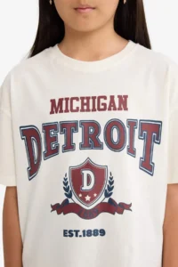 DeFacto Oversize Wide Fit Crew Neck Printed Short Sleeve T-Shirt Girls - Image 5