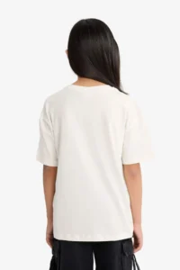 DeFacto Oversize Wide Fit Crew Neck Printed Short Sleeve T-Shirt Girls - Image 6