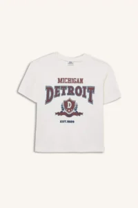 DeFacto Oversize Wide Fit Crew Neck Printed Short Sleeve T-Shirt Girls - Image 7