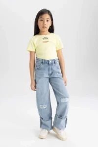 DeFacto Ribbed Camisole 2-Piece Short Sleeve T-Shirt Girl - Image 2