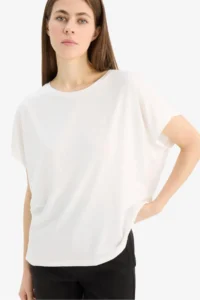 DeFacto Crew Neck Modal Basic Plain Short Sleeve T-Shirt - Image 4