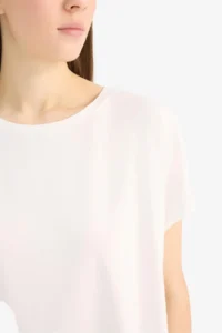 DeFacto Crew Neck Modal Basic Plain Short Sleeve T-Shirt - Image 6