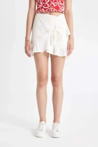 DeFacto with flywheel Basic Plain Linen Mini Skirt - Image 4