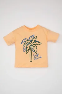 DeFacto Crew Neck Palm Tree Printed Short Sleeve T-Shirt for Baby Boy - Image 4