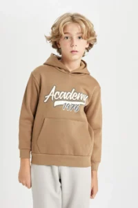 DeFacto Hooded Pocket Printed Sweatshirt Boy - Image 3