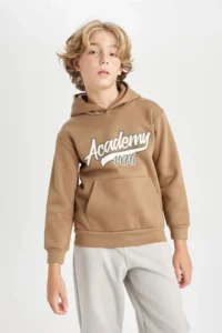 DeFacto Hooded Pocket Printed Sweatshirt Boy - Image 4