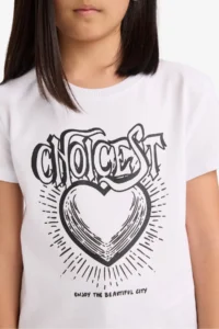 DeFacto Crew Neck Printed Short Sleeve T-Shirt Girls - Image 5