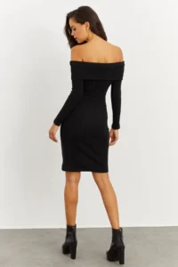 Cool & Sexy Women Black Madonna Collar Camisole Dress - Image 2