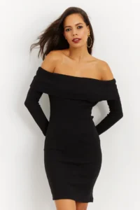 Cool & Sexy Women Black Madonna Collar Camisole Dress - Image 3