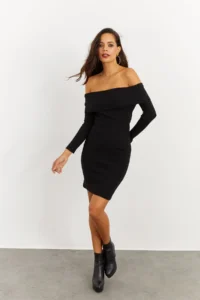 Cool & Sexy Women Black Madonna Collar Camisole Dress - Image 4