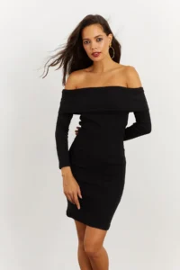 Cool & Sexy Women Black Madonna Collar Camisole Dress - Image 5