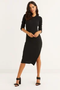 Cool & Sexy Women's Black Side Zipper Camisole Midi Dress