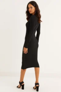 Cool & Sexy Women's Black Side Zipper Camisole Midi Dress - Image 5