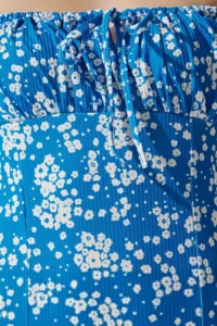 Happiness İstanbul Women's Dark Blue Floral Slit Summer Knitted Dress CI00029 - Image 4