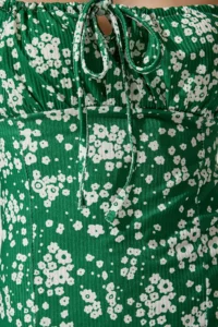 Happiness İstanbul Women's Dark Green Floral Slit Summer Knitted Dress CI00029 - Image 5