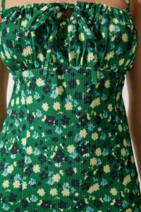 Happiness İstanbul Women's Green Yellow Floral Slit Summer Knitted Dress CI00029 - Image 5